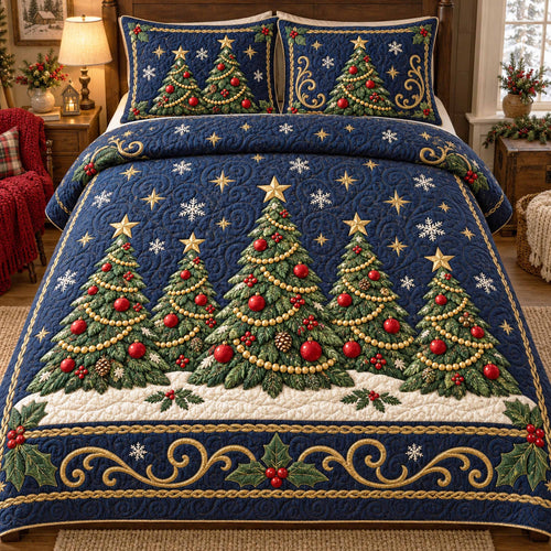 Festive Evergreen 3-Piece Quilted Bedding Set SN0TD1162