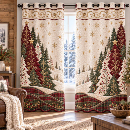 Festive Fir Quilted Curtains SN0TD1104