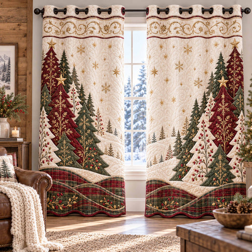 Festive Fir Quilted Curtains SN0TD1104