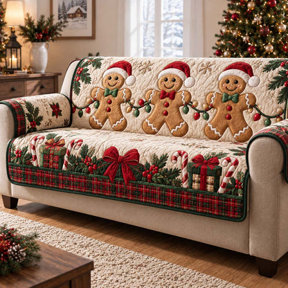 Festive Gingerbread Glow Quilted Sofa Cover SN0HH0415