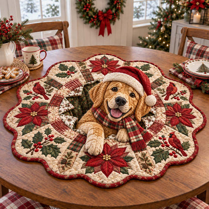 Festive Golden Joy Custom Shape Quilted Table Topper SN0HH0682