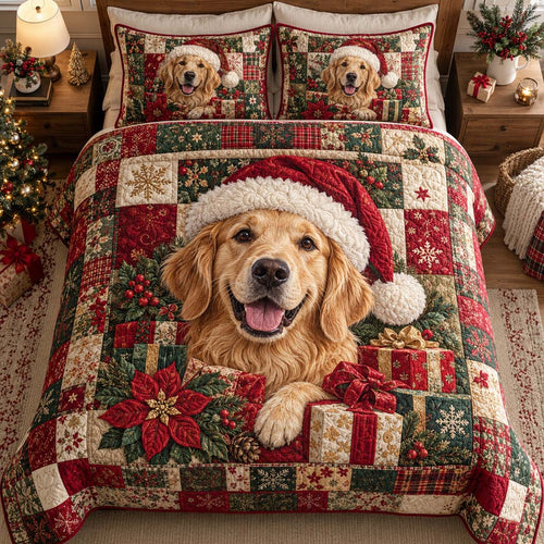 Festive Golden Surprise Quilted Bedding Set SN0HH0426