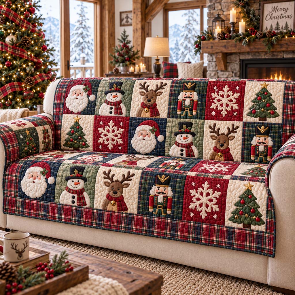 Festive Hearth Quilted Sofa Cover SN0HH0565