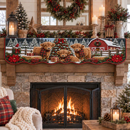 Festive Highland Herd Quilted Mantel Scarf SN0HH0459