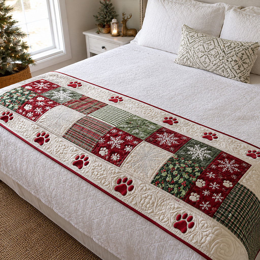 Festive Paw Wishes Quilted Bed Runner SN0PT362
