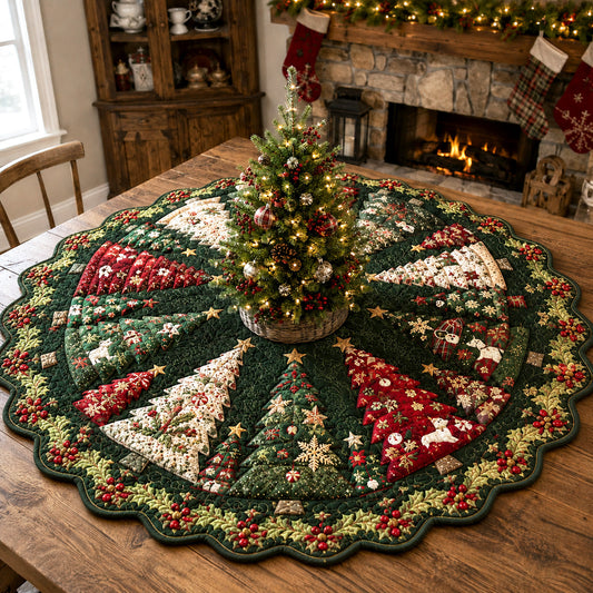 Festive Pines Custom Shape Quilted Table Topper SN0TV122