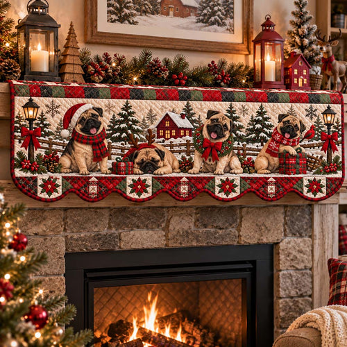 Festive Pug Quilted Mantel Scarf SN0HH0672