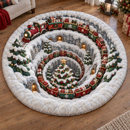 Festive Railway Wonderland Quilted Round Mat SN0TV436