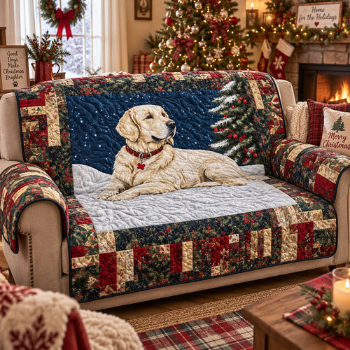 Festive Retriever Friends Quilted Sofa Cover SN0PT1328