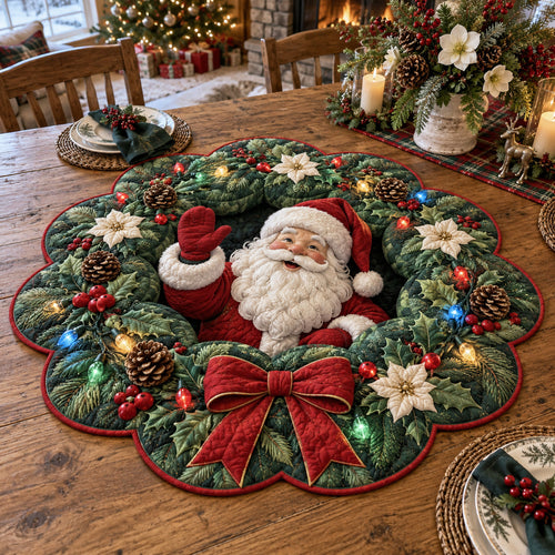 Festive Santa Retreat Custom Shape Quilted Table Topper SN0TV467