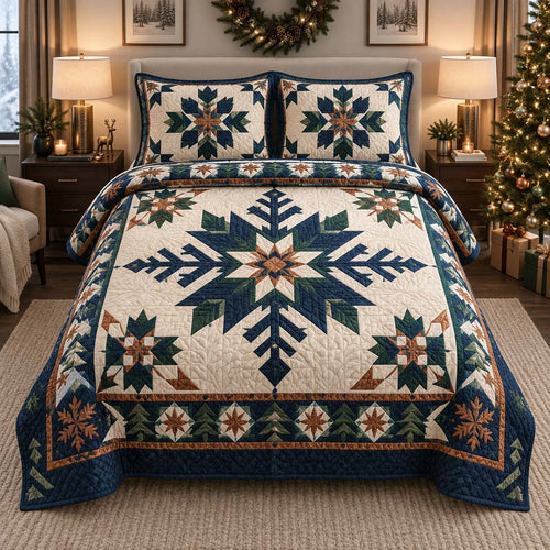 Festive Snowflake 3-Piece Quilted Bedding Set SN0HH0612