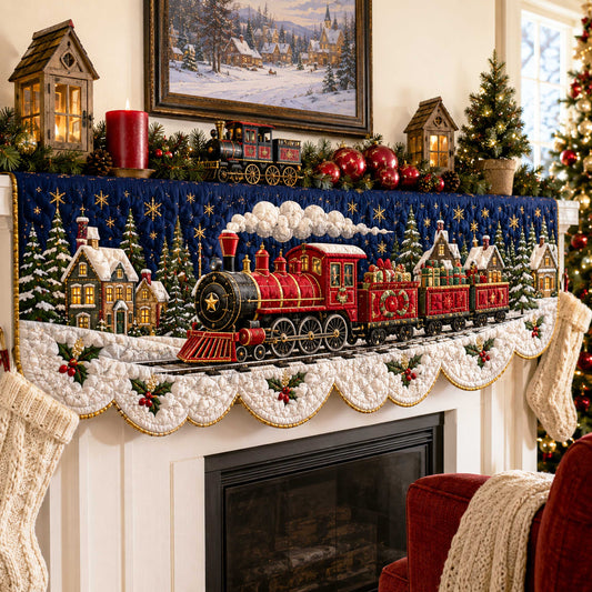 Festive Train Quilted Mantel Scarf SN0TD200