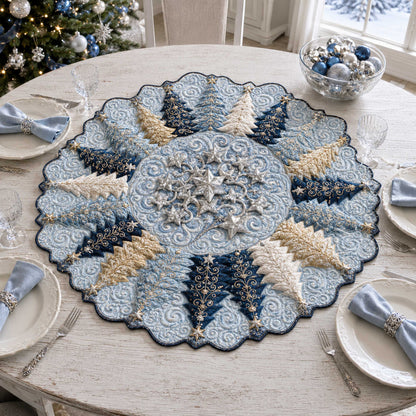 Festive Tree Custom Shape Quilted Table Topper SN0TD162