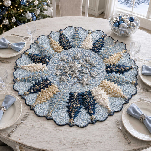 Festive Tree Custom Shape Quilted Table Topper SN0TD162