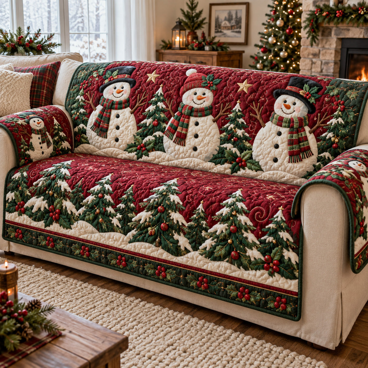 Festive Woodland Quilted Sofa Cover SN0TV306