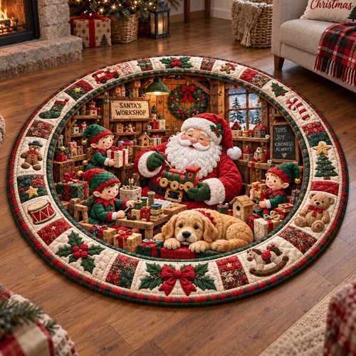 Festive Workshop Quilted Round Mat SN0HH0692