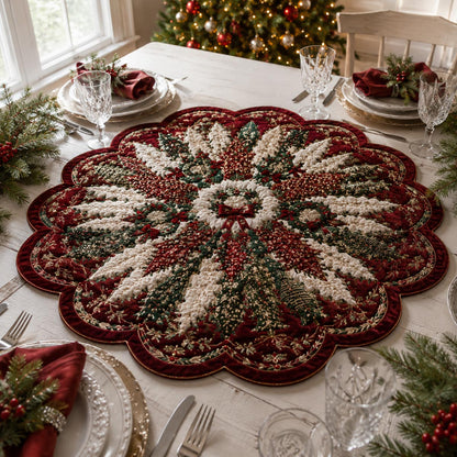 Festive Wreath Custom Shape Quilted Table Topper SN0DV432