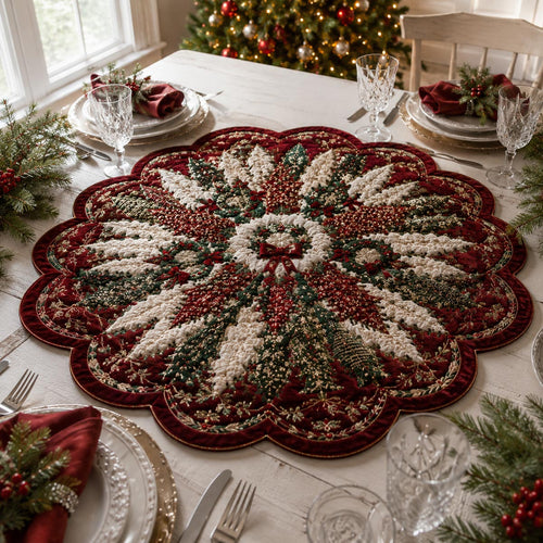 Festive Wreath Custom Shape Quilted Table Topper SN0DV432