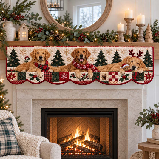 Field Golden Retriever Dreaming Quilted Mantel Scarf SN0HH0973