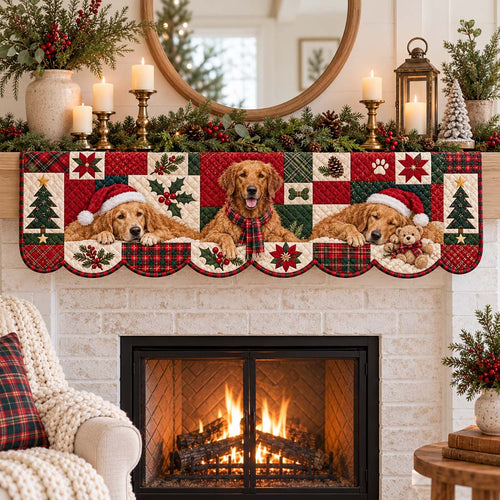 Field Golden Retriever Resting Quilted Mantel Scarf SN0HH0974