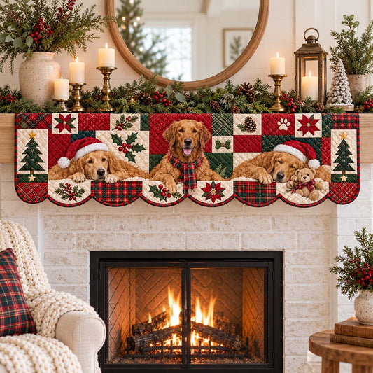 Field Golden Retriever Resting Quilted Mantel Scarf SN0HH0974
