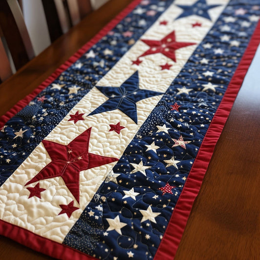 Firecracker Stars Quilted Table Runner NCU0PT5194