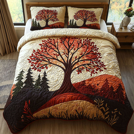 Firelight Tree 3-Piece Quilted Bedding Set NCU0DV6008