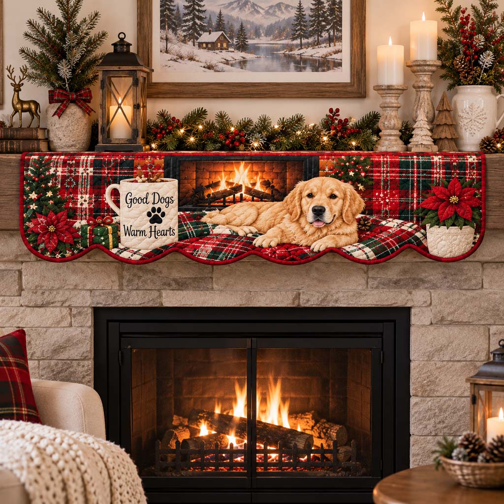 Fireside Golden Retriever Quilted Mantel Scarf SN0HH0395