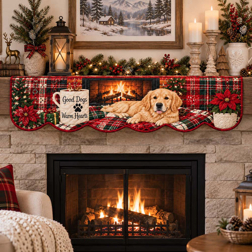 Fireside Golden Retriever Quilted Mantel Scarf SN0HH0395