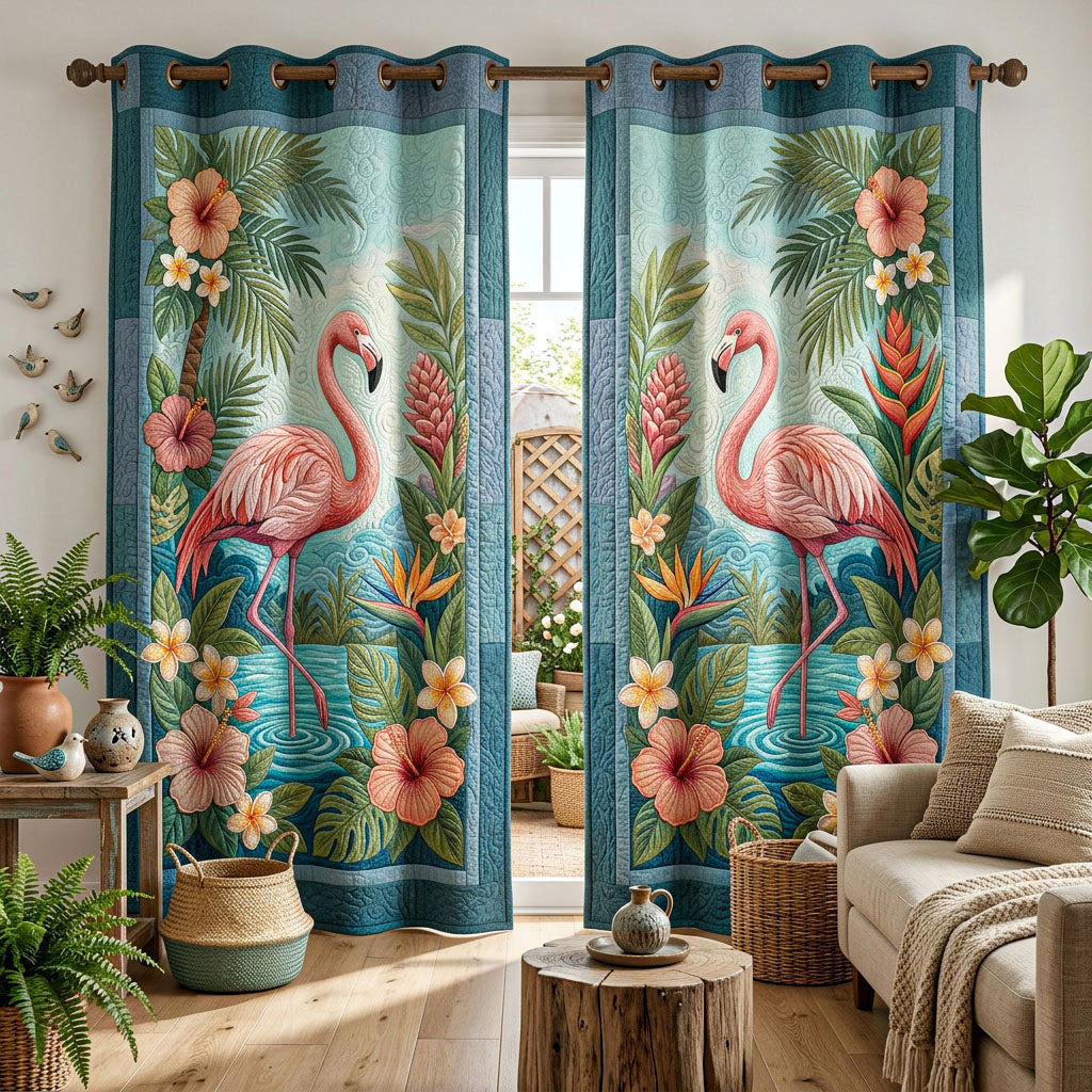 Flamingo Breeze Quilted Curtains NCU0ND81