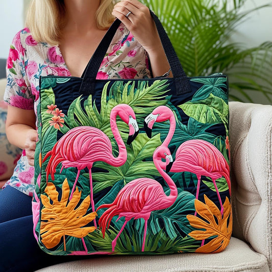 Flamingo Island Dreams Quilted Tote Bag NCU0DV962