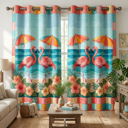 Flamingo Paradise Quilted Curtains NCU0ND77