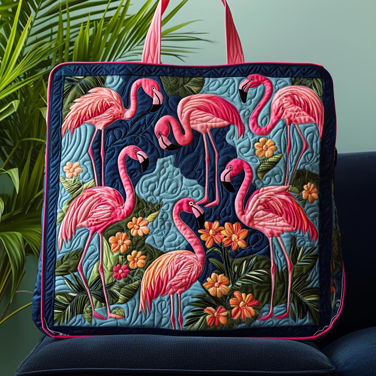 Flamingo Paradise Quilted Tote Bag NCU0DV955