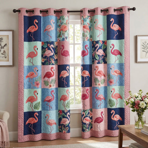 Flamingo Patch Parade Quilted Curtains NCU0DH939