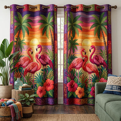 Flamingo Sunset Quilted Curtains NCU0ND79