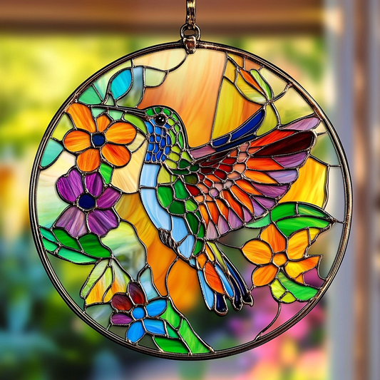 Floral Whisper - Stained Glass Window Hanging Suncatcher NCU0TH014