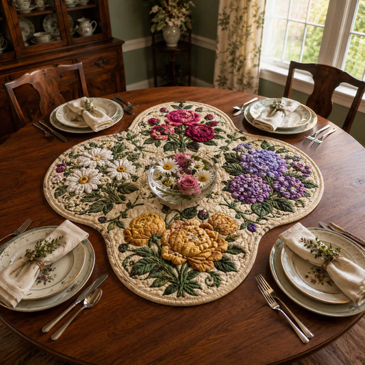 Floral Beauty Custom Shape Quilted Table Topper SN0TD102