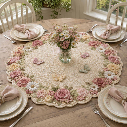 Floral Bloom Custom Shape Quilted Table Topper SN0TD098