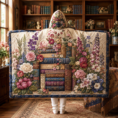 Floral Book Nook Quilted Hooded Blanket SN0TV076