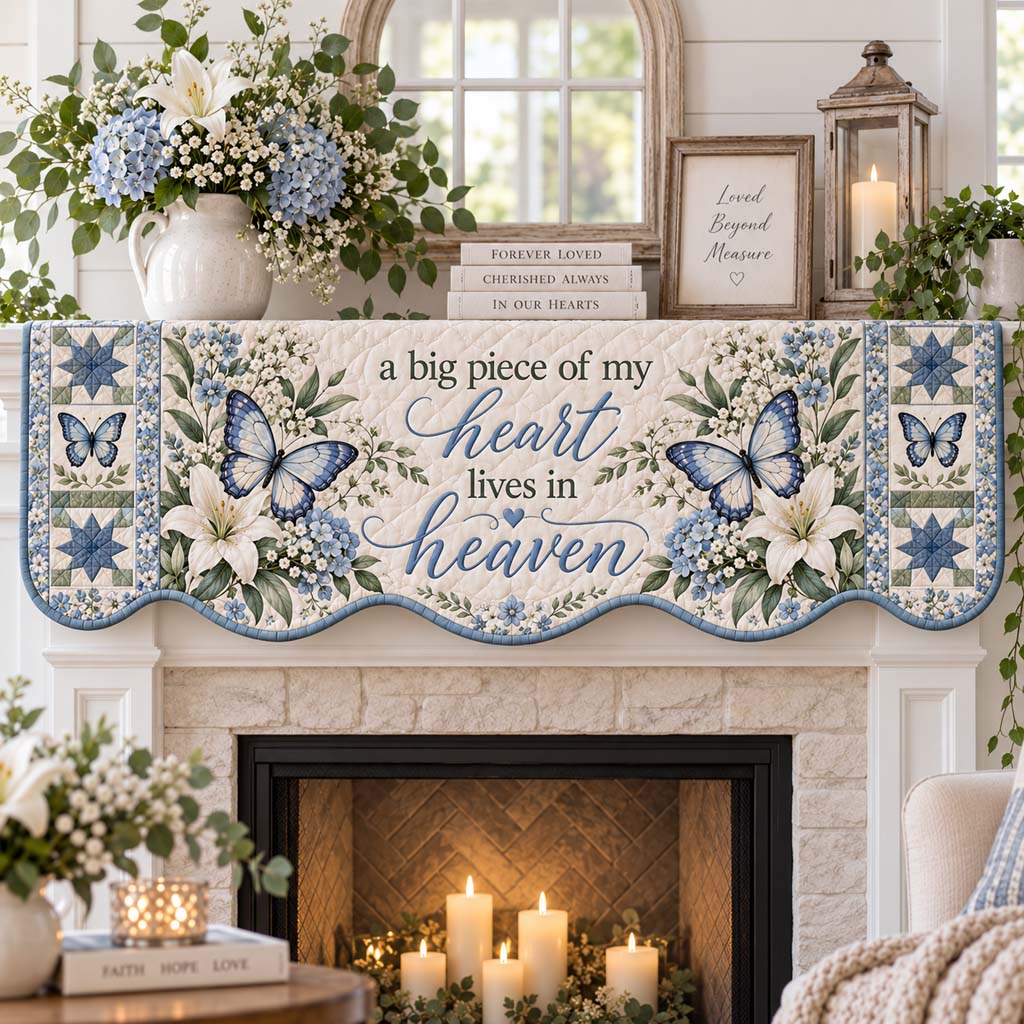 Floral Butterfly Quilted Mantel Scarf SN0HH0597