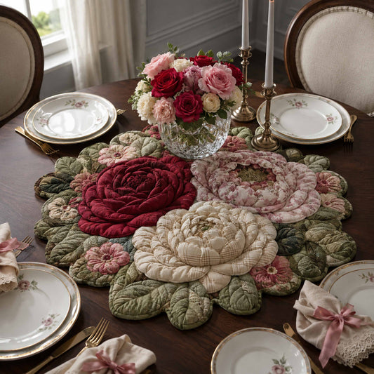 Floral Garden Custom Shape Quilted Table Topper SN0TD096