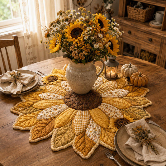 Floral Meadow Custom Shape Quilted Table Topper SN0TD097