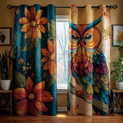 Floral Owl Quilted Curtains NCU0QQ271