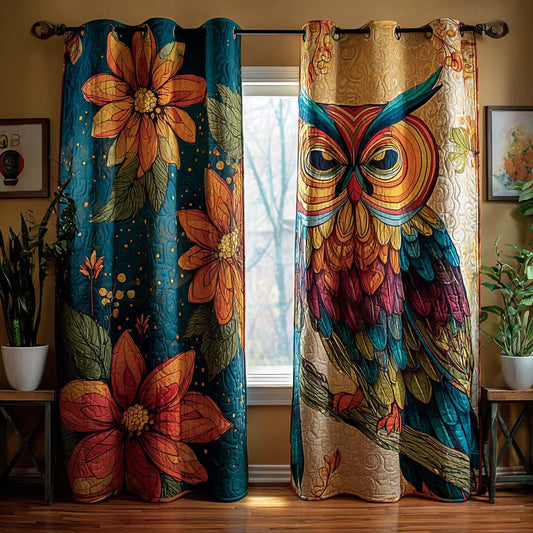 Floral Owl Quilted Curtains NCU0QQ271