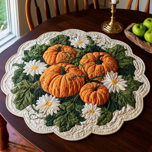 Floral Pumpkins Custom Shape Quilted Table Topper NCU0LV207