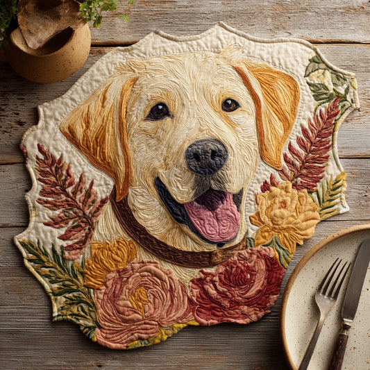 Floral Retriever Custom Shape Quilted Placemat NCU0LV128