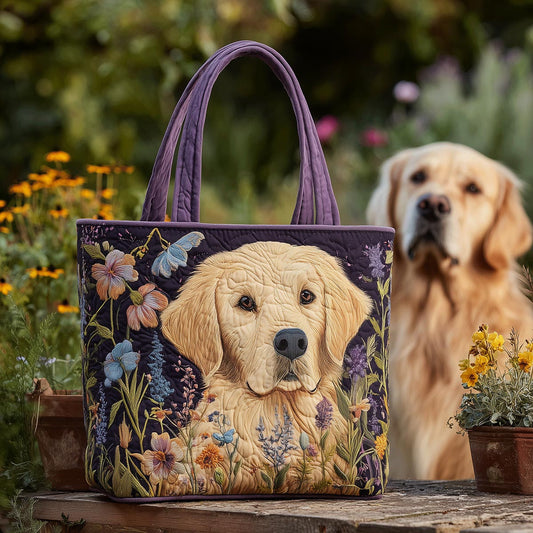 Floral Retriever Love Quilted Tote Bag NCU0TH2800