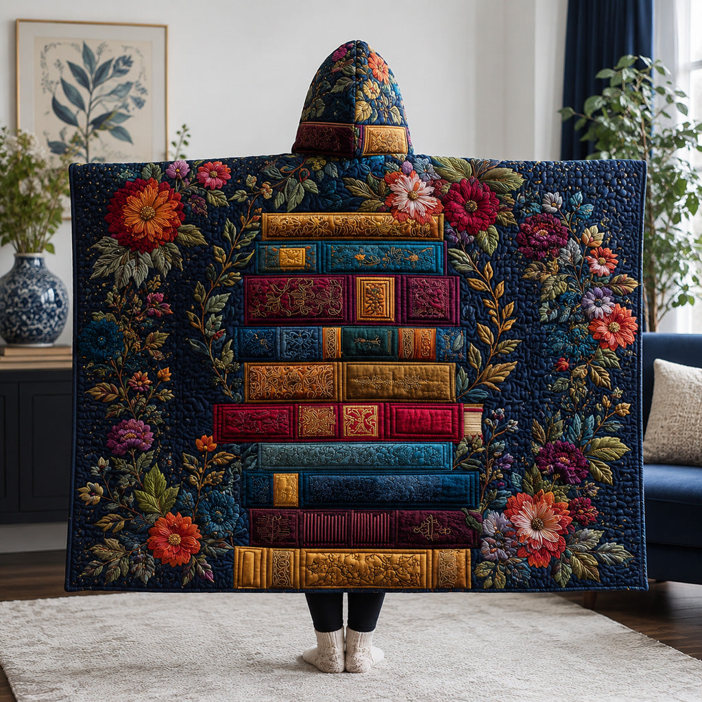 Floral Shelf Sanctuary Quilted Hooded Blanket SN0HH0052
