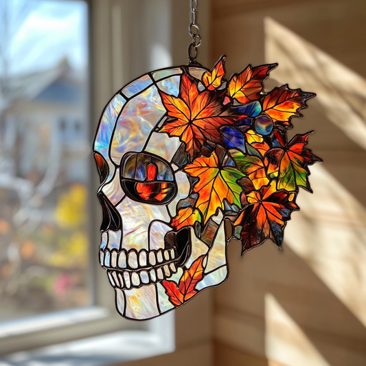 Floral Skull Glow - Window Hanging Suncatcher NCU0PD138