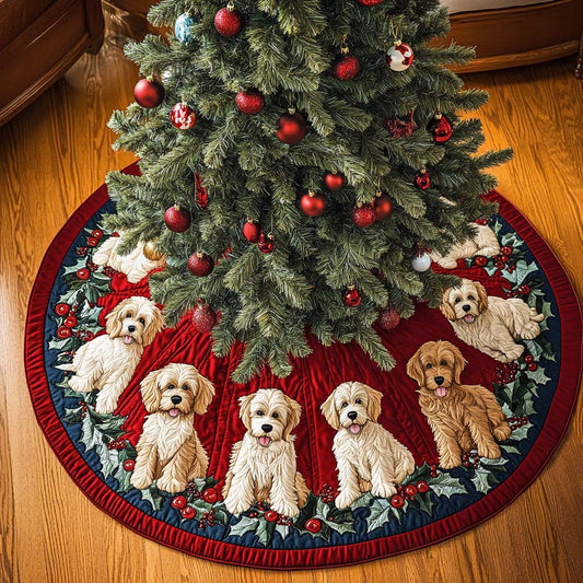 Fluffy Labradoodle Christmas Quilted Tree Skirt NCU0NT1699